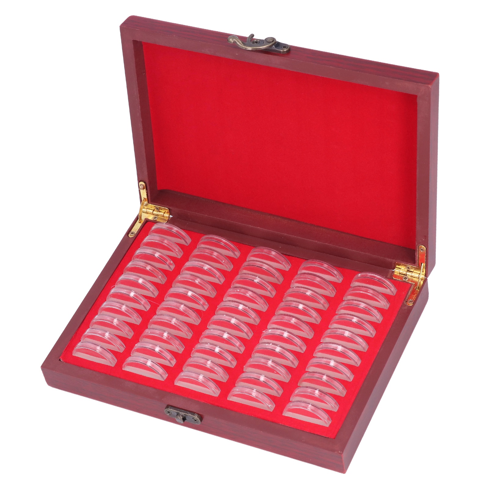 Münzbehälter Für 50 Münzen, Vintage-münzaufbewahrungsbox Aus Holz Mit Transparenter Schutzhülle, Ideales Geschenk Für Münzsammler
