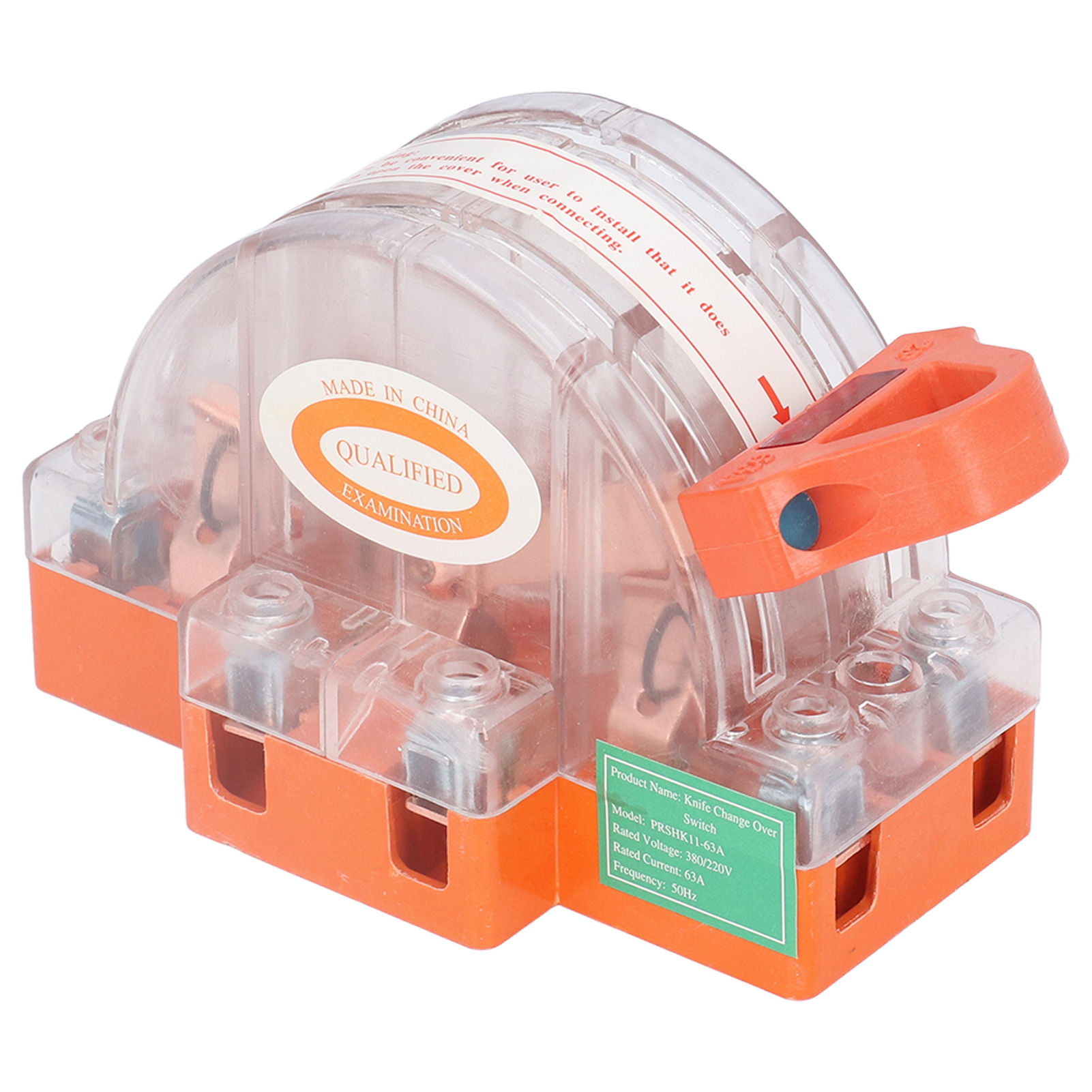 63a 220v Zweipoliger Messerschalter, Transparentes Massives Kupfer Mit Led, Bidirektional Für Quellenschaltung (modell Hk11 Transparente Led-2p63) In Einer Geschenkbox