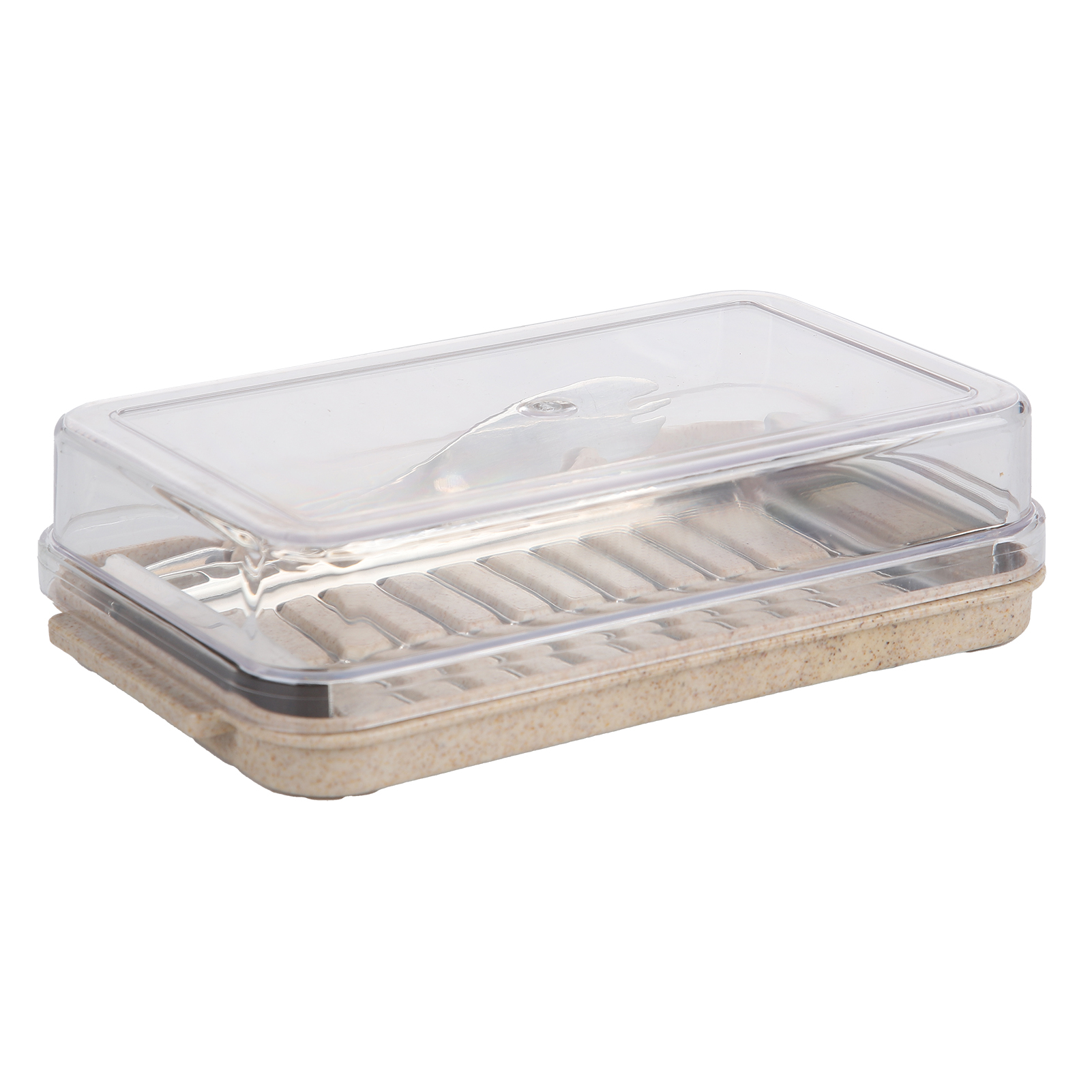 Butterdose Mit Integriertem Butterschneider, Butterschneide- Und Aufbewahrungsschale Mit Transparentem Deckel, Unterteilte Butteraufbewahrungsbox (mikrogepunkteter Boden + Transparenter Deckel)