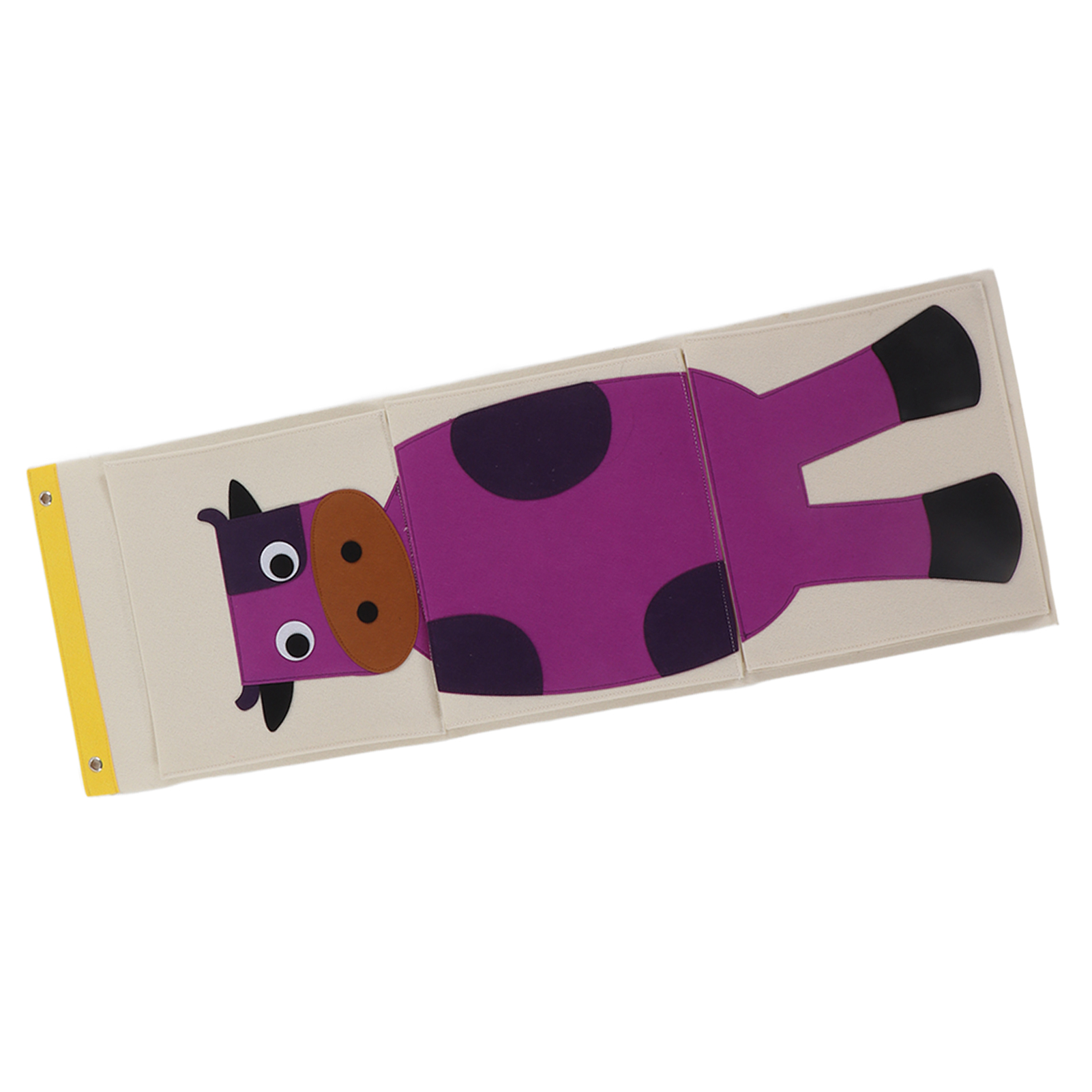 Dreistöckige Wandaufbewahrungstasche Für Kleiderschrank Oder Kinderbett, Mit Niedlichem Filztiermotiv, Zum Aufhängen Über Der Tür, Kuh, 100,5 X 34,7 Cm