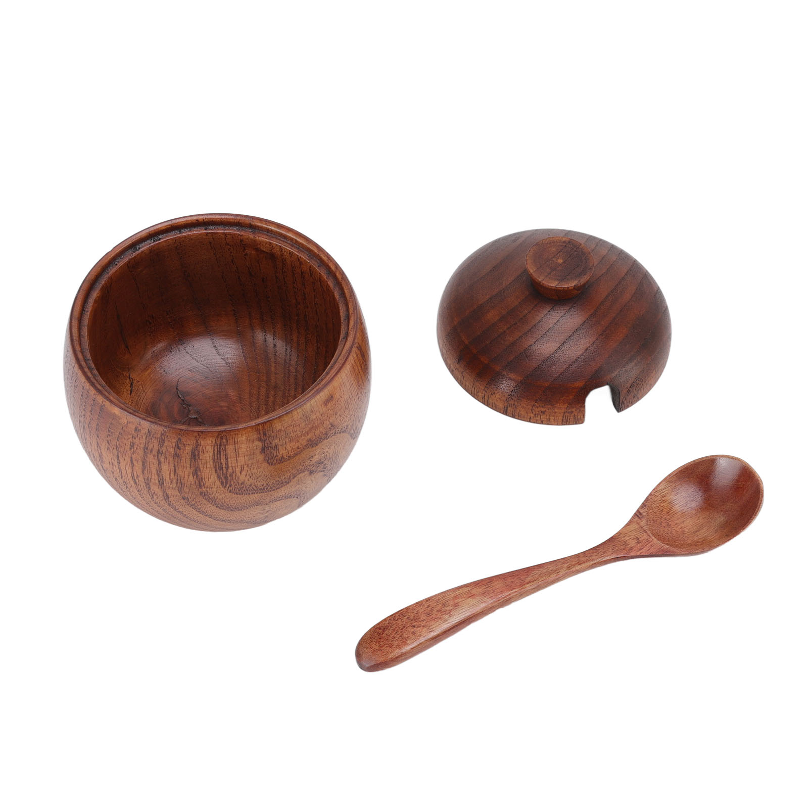 Salzstreuer Aus Jujube-holz, Japanische Gewürzbox Im Retro-stil Mit Deckel, Set (salzstreuer + Löffel + Pappschachtel)