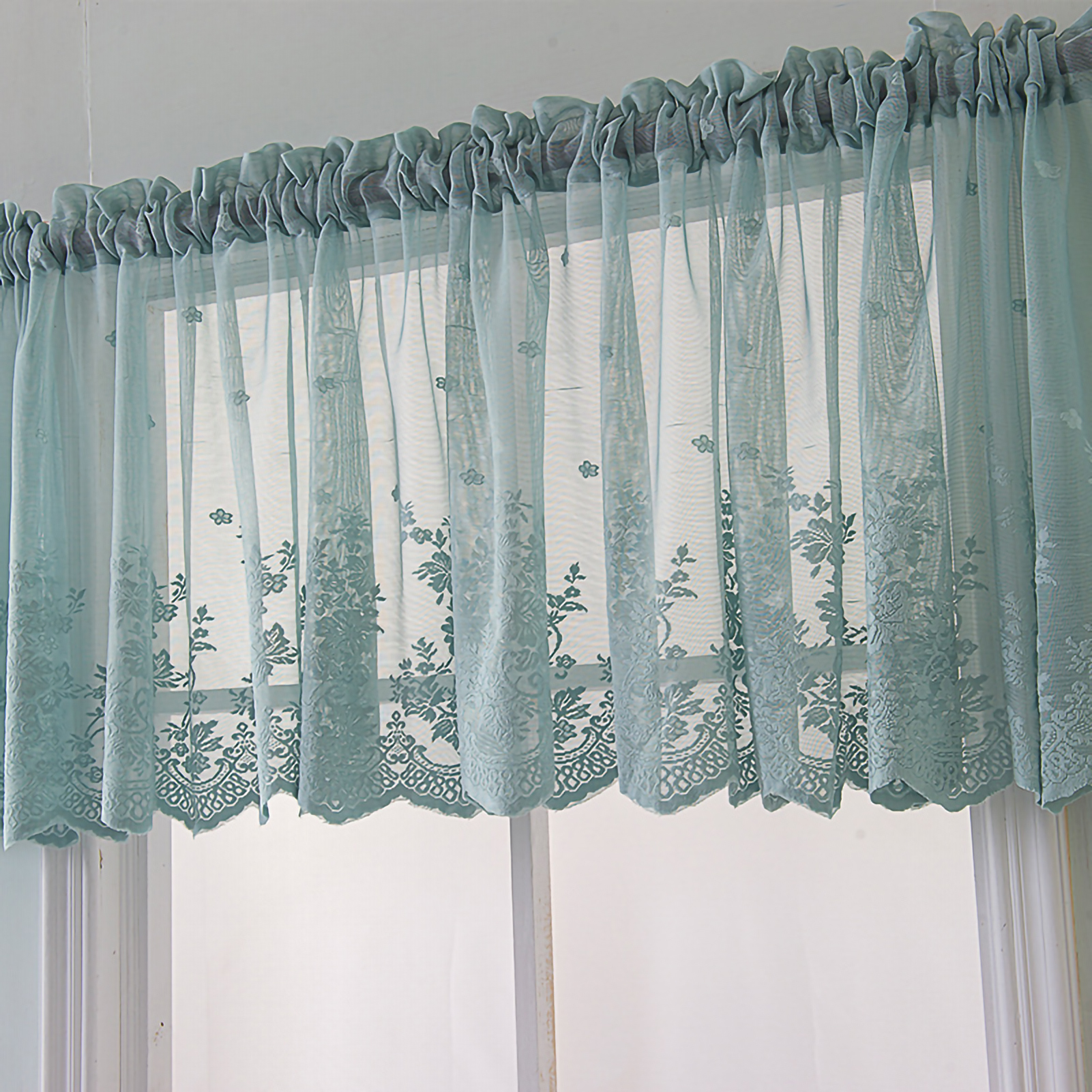 Blauer Café-küchenvorhang, 137 X 61 Cm, Spritzwassergeschützt, Fensterdekoration, Waschbarer Stoff, Einzelverpackung