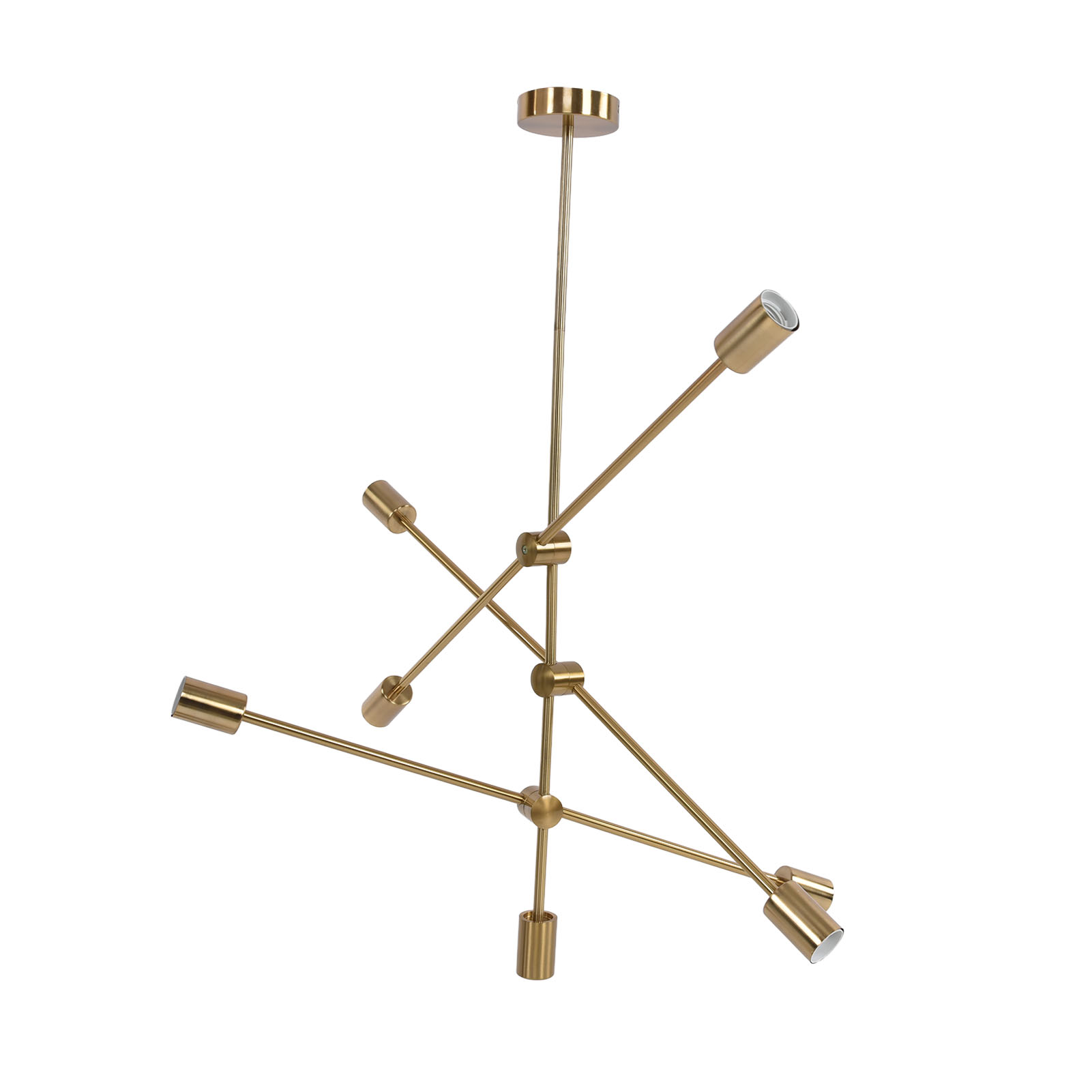 Minimalistische Nordische Geometrische 6-flammige Pendel-stehleuchte, Modernes Design, Ce+ul-zertifiziert, Ideal Für Wohnzimmer, Esszimmer, Café, Bar, Schlafzimmer, Mit Schrägem Goldstab, Spannung 110