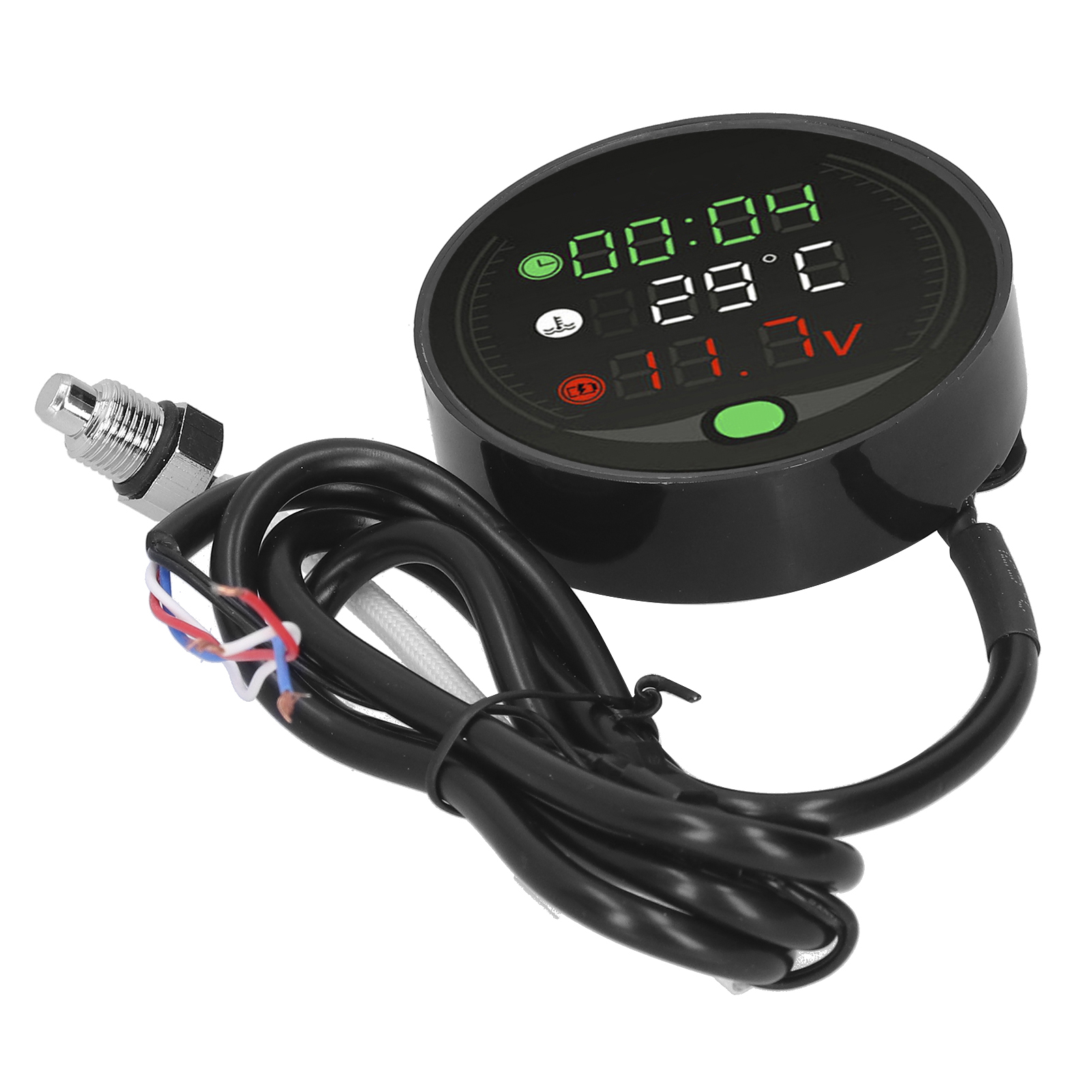 Universeller 9-24v Led-motorrad-wassertemperaturmesser, Voltmeter, Uhr, Usb-aufladbar, Digitalanzeige
