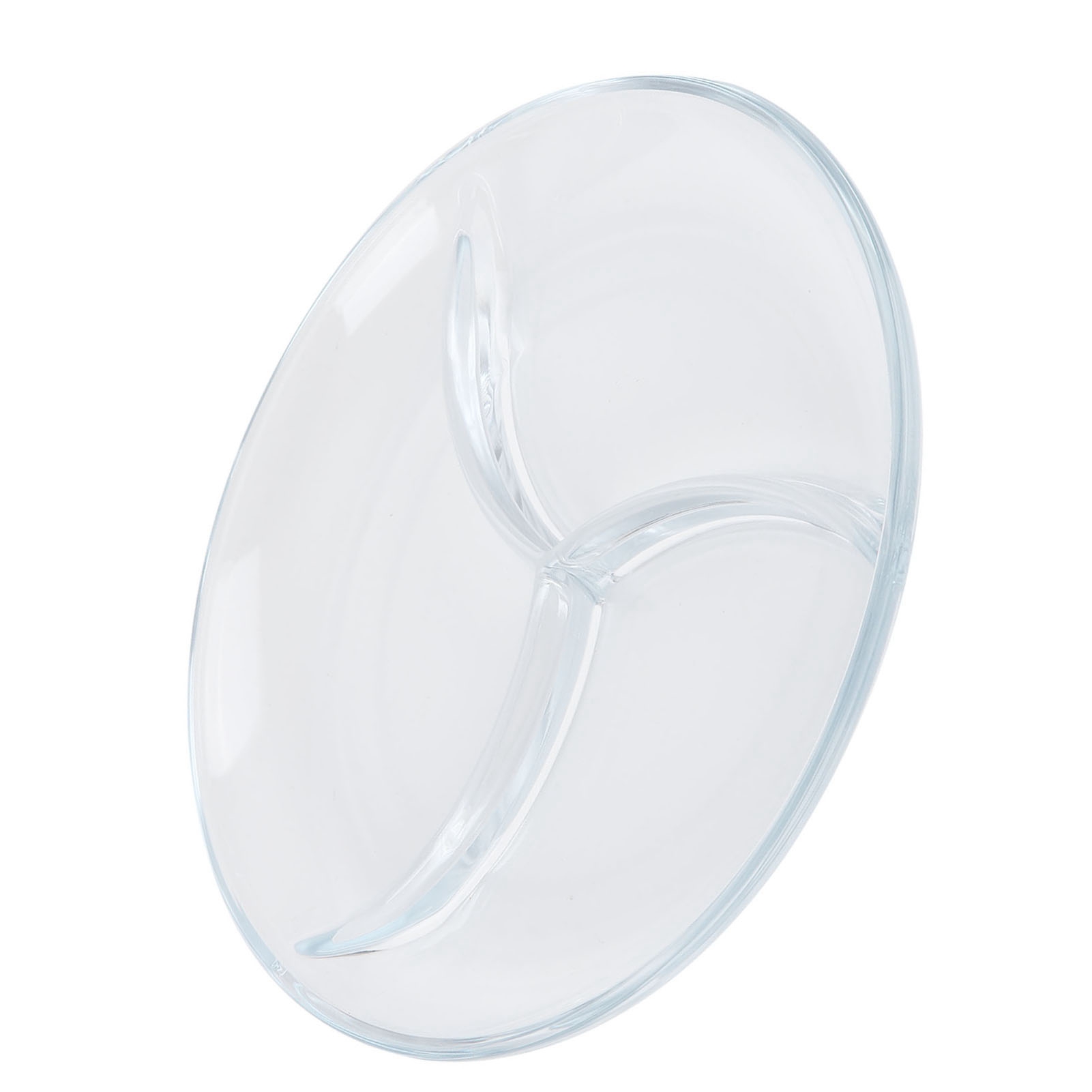 23 Cm Großer, Unterteilter Teller Aus Gehärtetem Glas, Servierplatte Für Frühstück, Obst, Kinder, 3 Fächer, Für Den Hausgebrauch