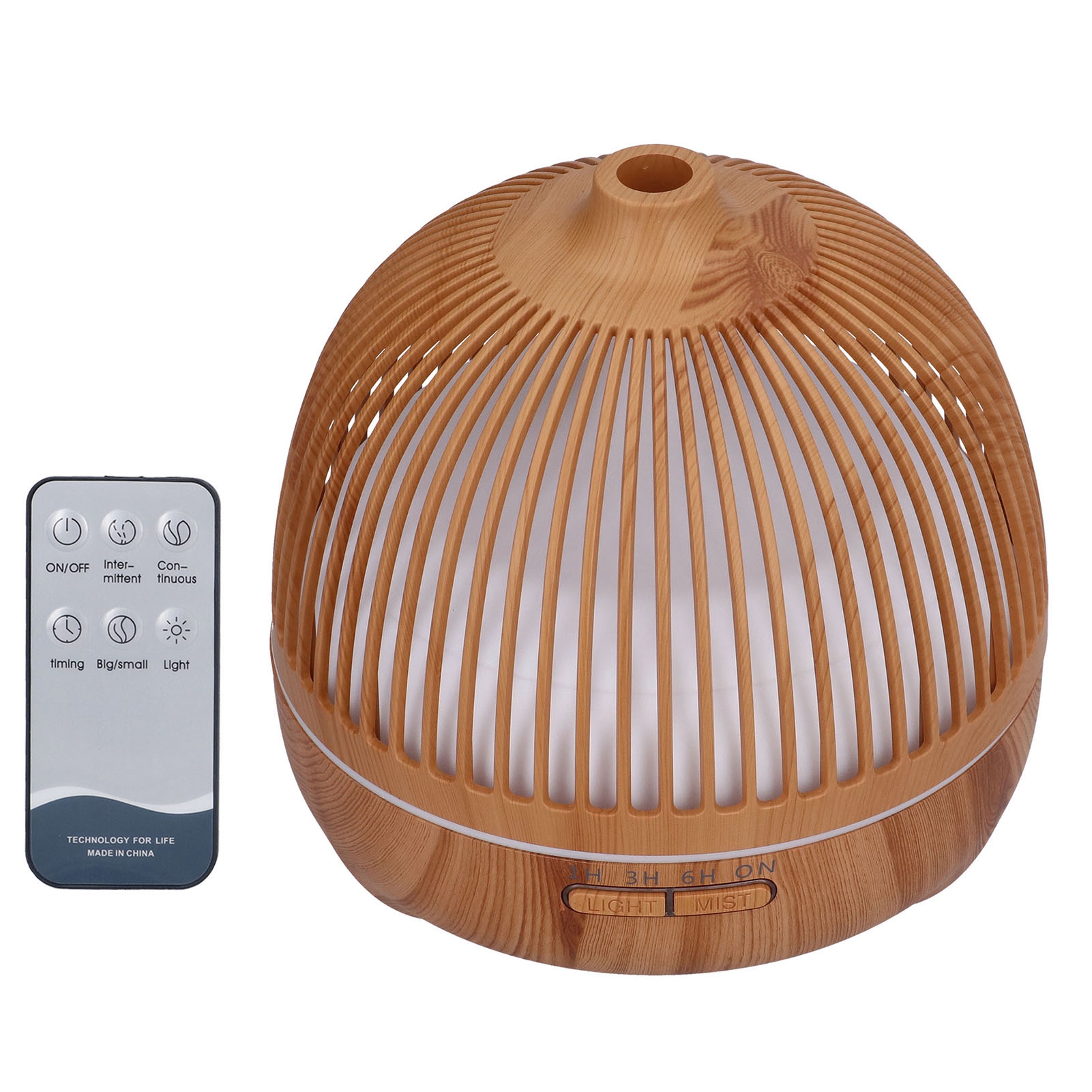 Ätherische Öle Aus Holz, Ultraschall-luftbefeuchter In Form Eines Perforierten Käfigs, 7 Led-farben, Fernbedienung Mit Eingebautem Akku, 100–240 V, Eurostecker