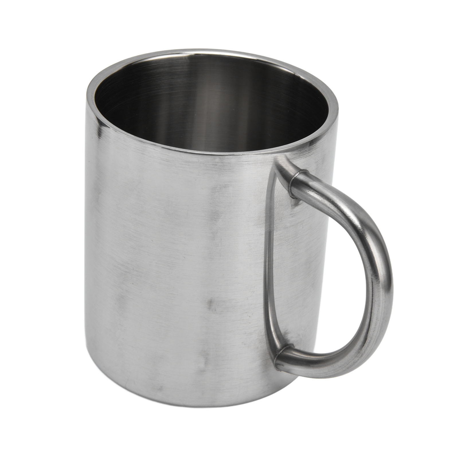 Kaffeebecher Aus Edelstahl 304, Hochglanzpolierter Bierkrug, Doppelwandig, 300 Ml, Mit Henkel, Glänzende Oberfläche
