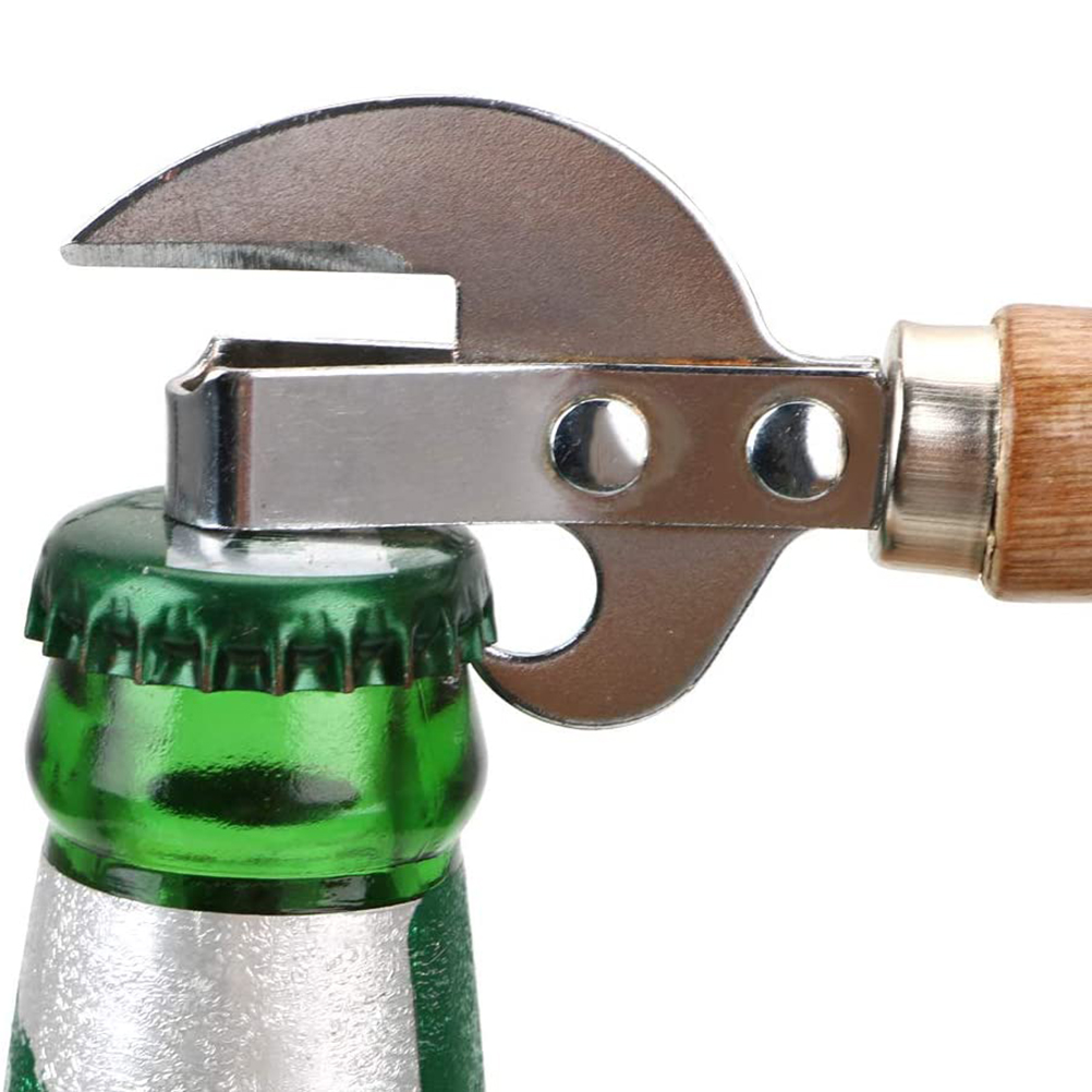 Dosenöffner Mit Holzgriff Und Flaschenöffner Aus Edelstahl, Praktisch Für Bierflaschen Und Dosen.