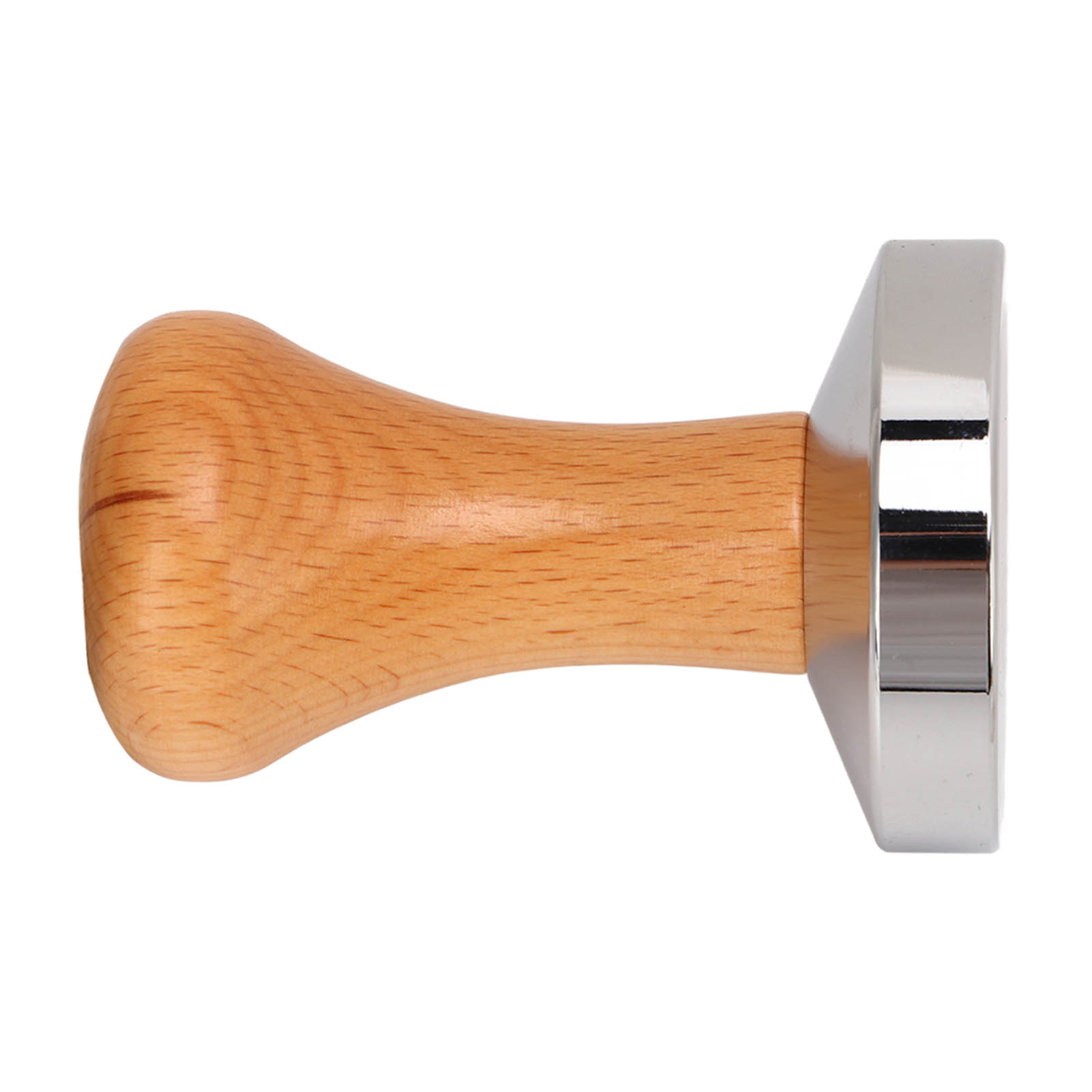 Kaffeestampfer Aus Edelstahl, Flacher Boden, Manuelles Tamperwerkzeug Mit Holzgriff, 53 Mm / 2,1 Zoll