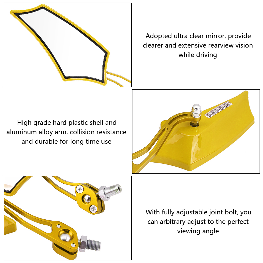 Universelle Motorrad-/roller-seitenspiegel, 10 Mm X 8 Mm, Goldfarbene Aluminiumlegierung – 1 Paar
