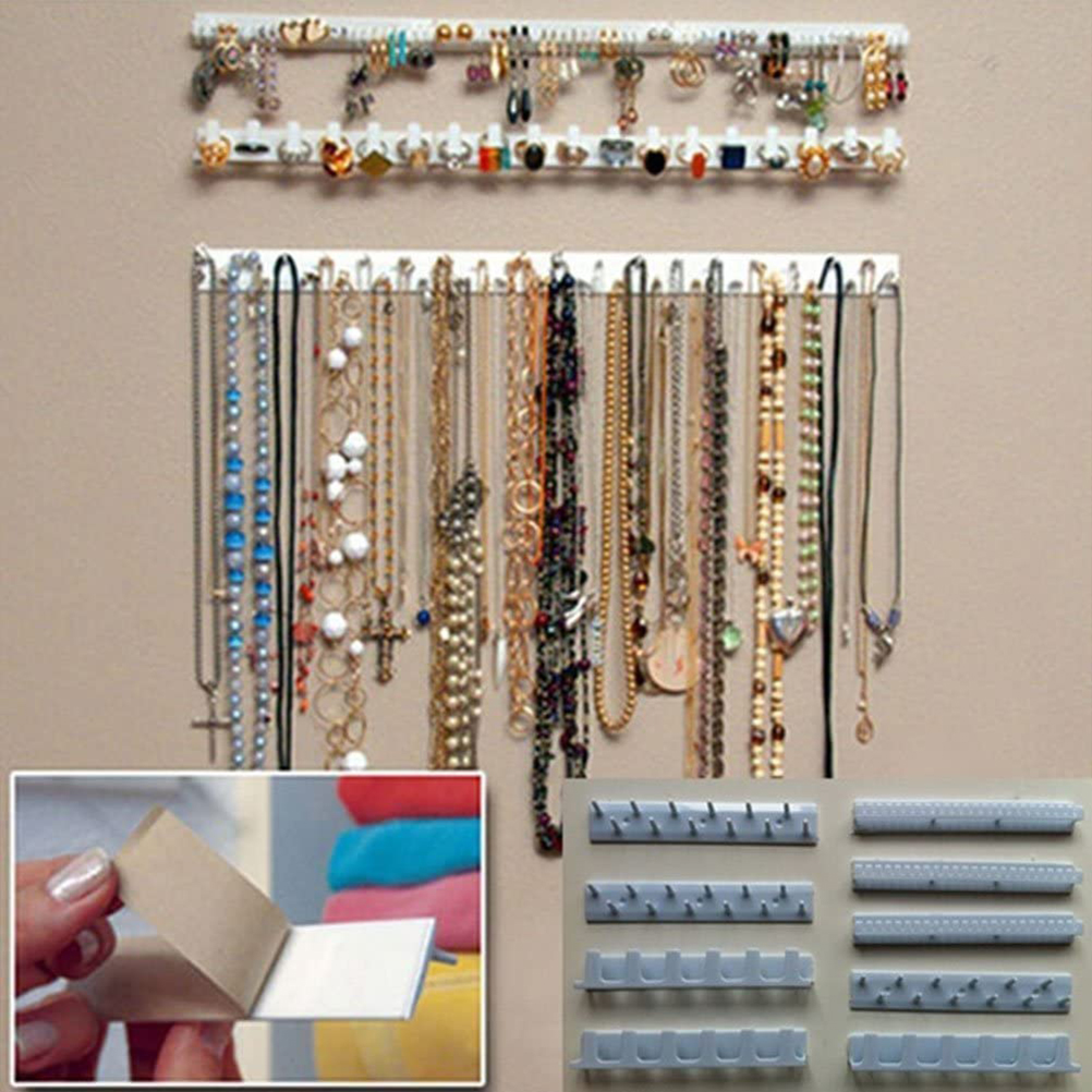 Set Mit 9 Selbstklebenden Wandhaken Zur Aufbewahrung Von Schmuck, Halsketten Und Armbändern, Kein Bohren Erforderlich.