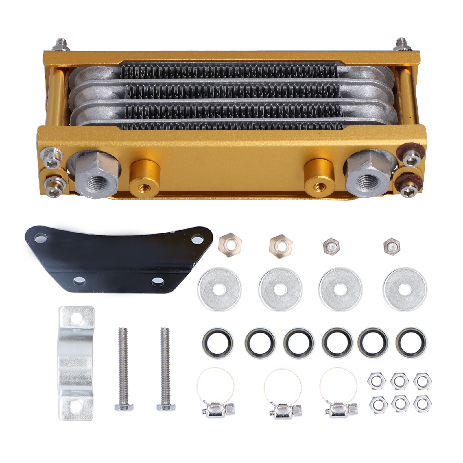 Universeller Gold-ölkühler-satz Mit Kühler Und Halterungen Für Motorräder, Dirtbikes, Pitbikes Und Atvs Mit 125-250 Cm³ Hubraum.