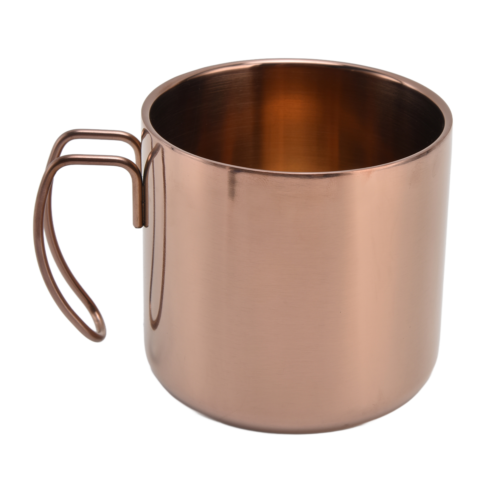 Doppelwandiger Becher Aus Edelstahl 304, Kupfergoldfarben, Drahtgriff, Für Kaffee, 400 Ml, Roségoldfarben, Ohne Deckel