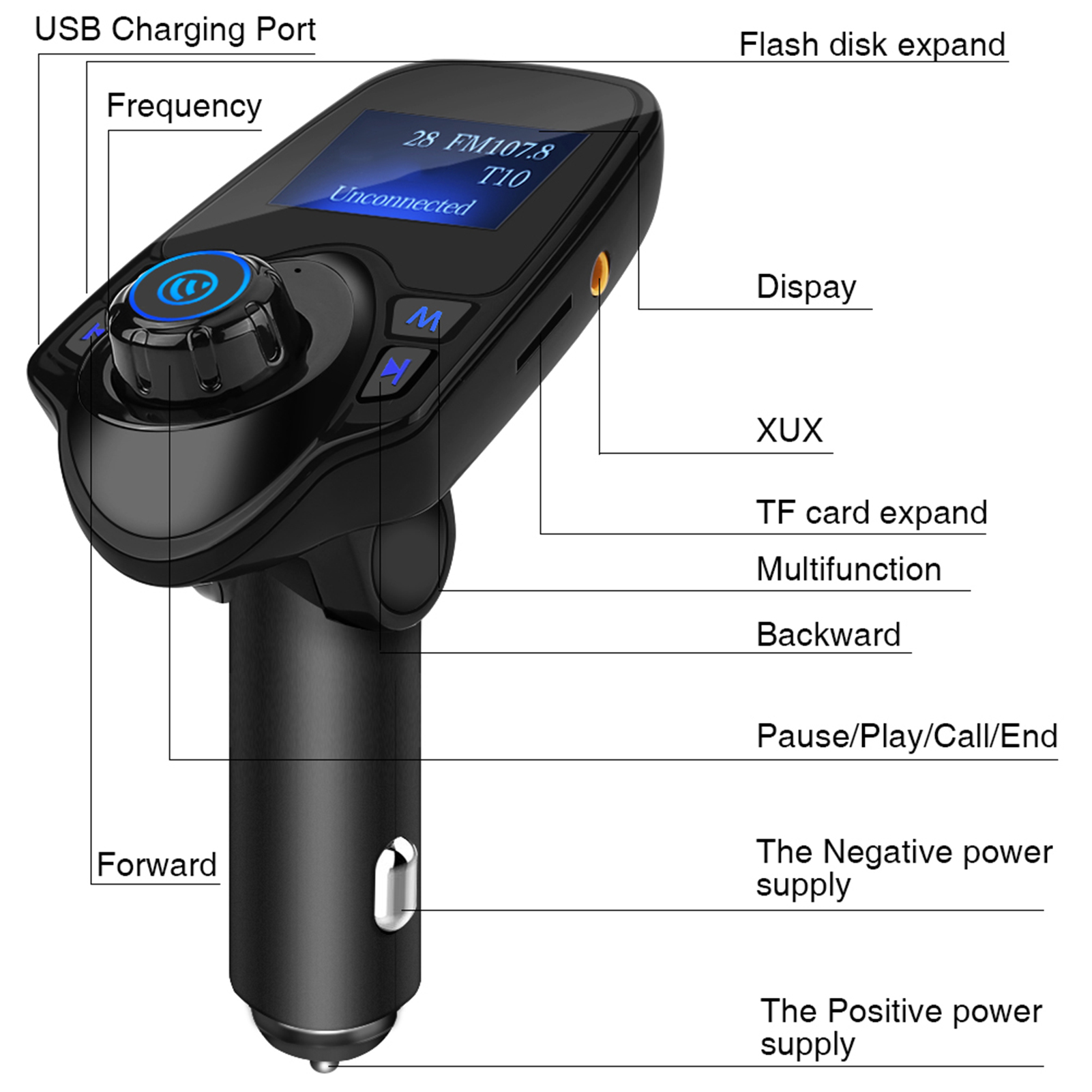 T11 Bluetooth-autofreisprechanlage, Fm-mp3-transmitter, Usb-ladegerät