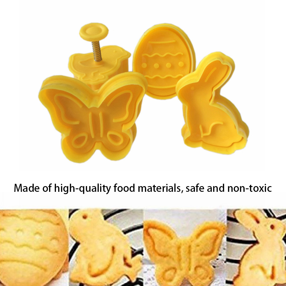 Set Mit 4 Ausstechformen Aus Kunststoff: Hase, Schmetterling, Küken, Osterei, Für Fondant, Kekse, Kuchen
