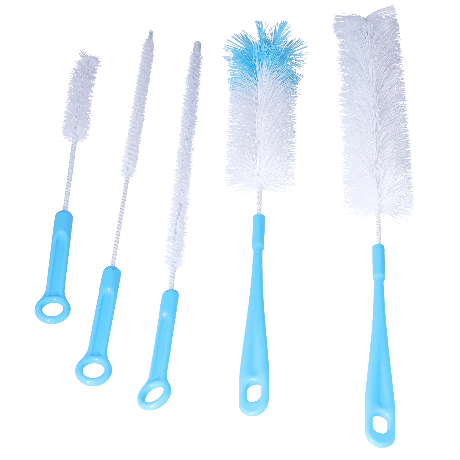 Set Mit 5 Pinseln: Babyflaschenpinsel, Flaschenpinsel, Glaspinsel, Make-up-pinsel, Blauer Pinsel