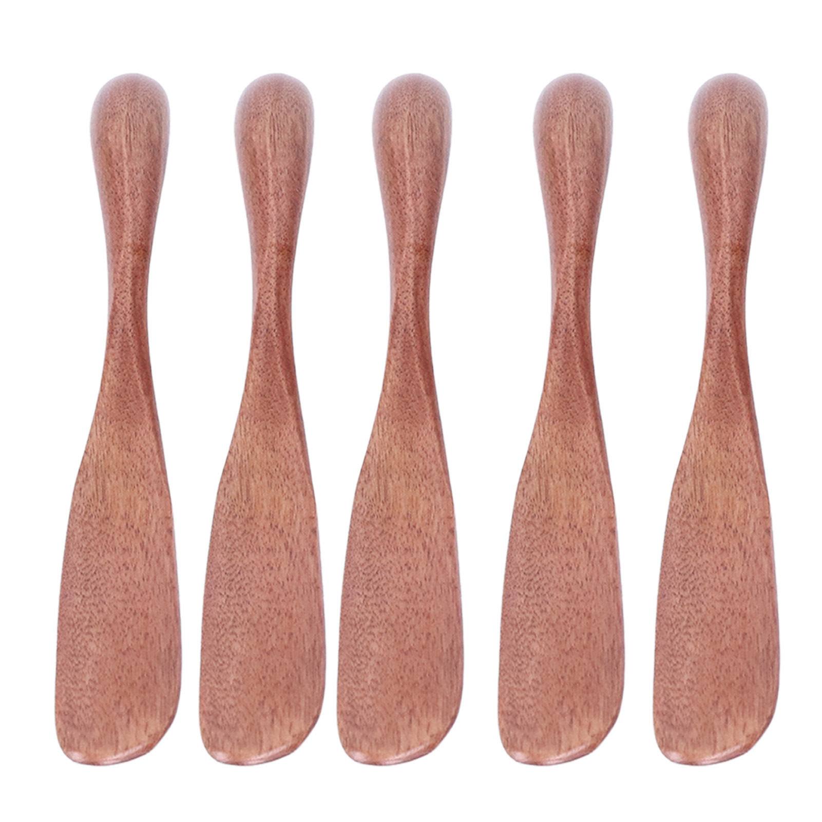 Set Aus 5 Japanischen, Lackierten Holzstreichmessern Mit Dicken Griffen Für Marmelade, Butter Und Gesichtsmasken