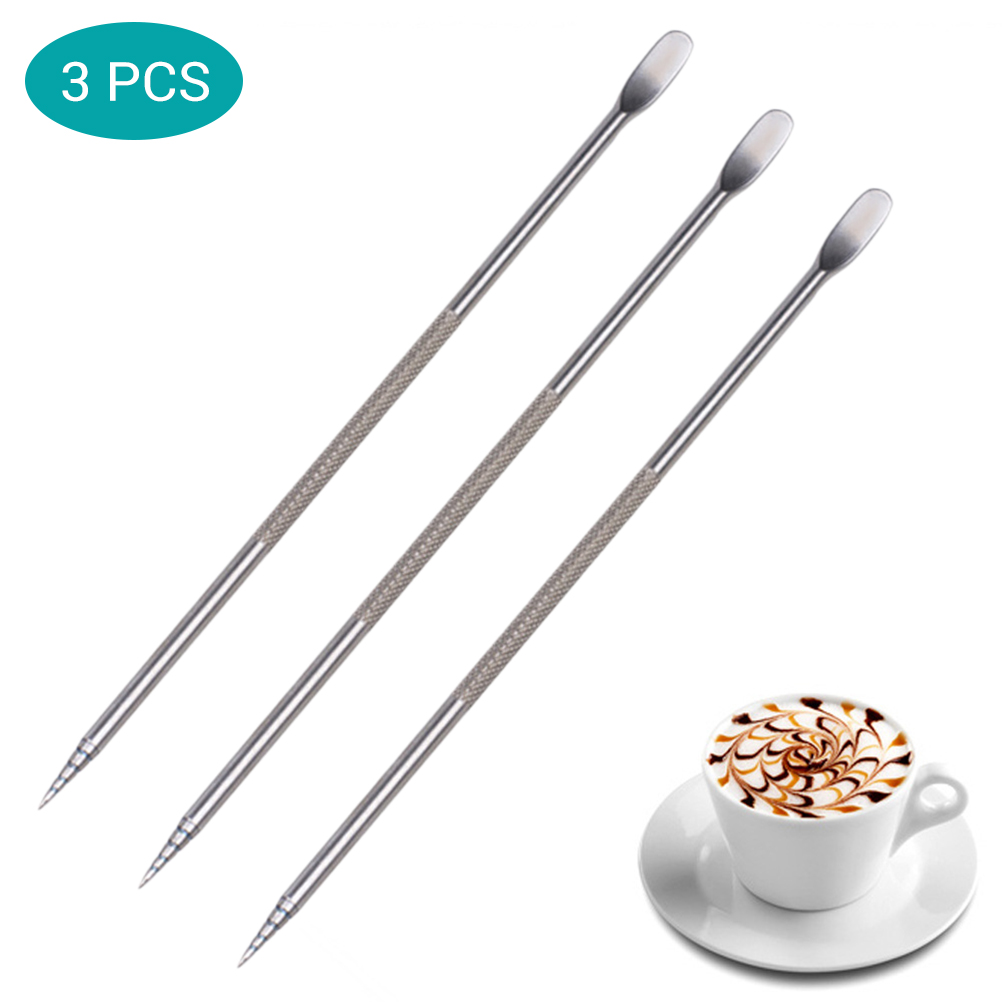 Set Mit 3 Edelstahl-kaffee-tropfnadeln, Kaffee-dekorationsstift