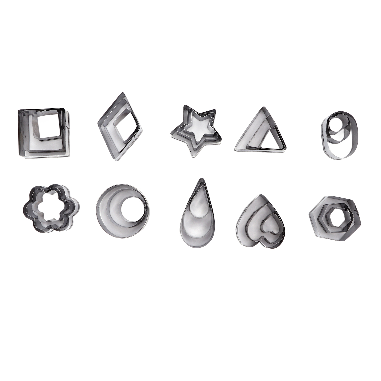 Set Mit 30 Ausstechformen Aus Edelstahl Für Kekse, Kuchen, Obst Und Gebäck, Geometrische Miniaturmuster