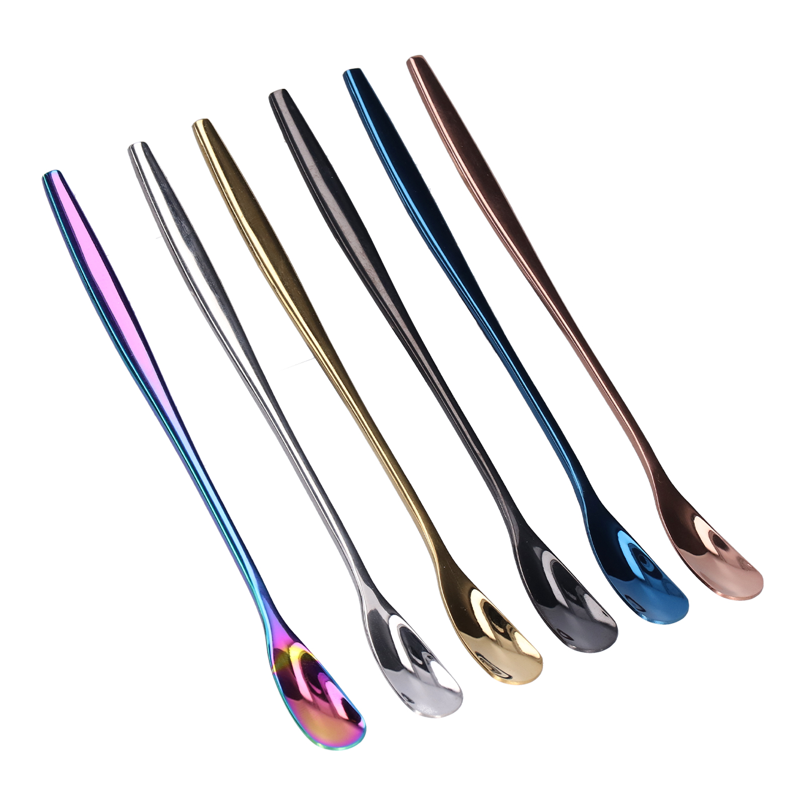 6-teiliges Rührlöffel-set Aus Edelstahl 304, Langer, Dicker Griff, Kleine Löffel Für Desserts, Samen, Kaffee Und Eiswürfel.