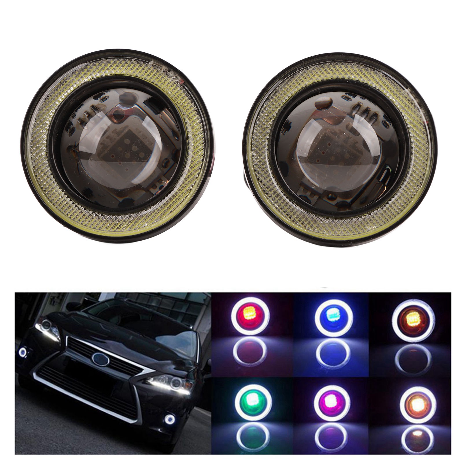 30-w-rgb-led-cob-nebelscheinwerfer (7,6 Cm) Mit Angel-eye-ring, Inklusive Fernbedienung, Superhelle Lampe Für Autos
