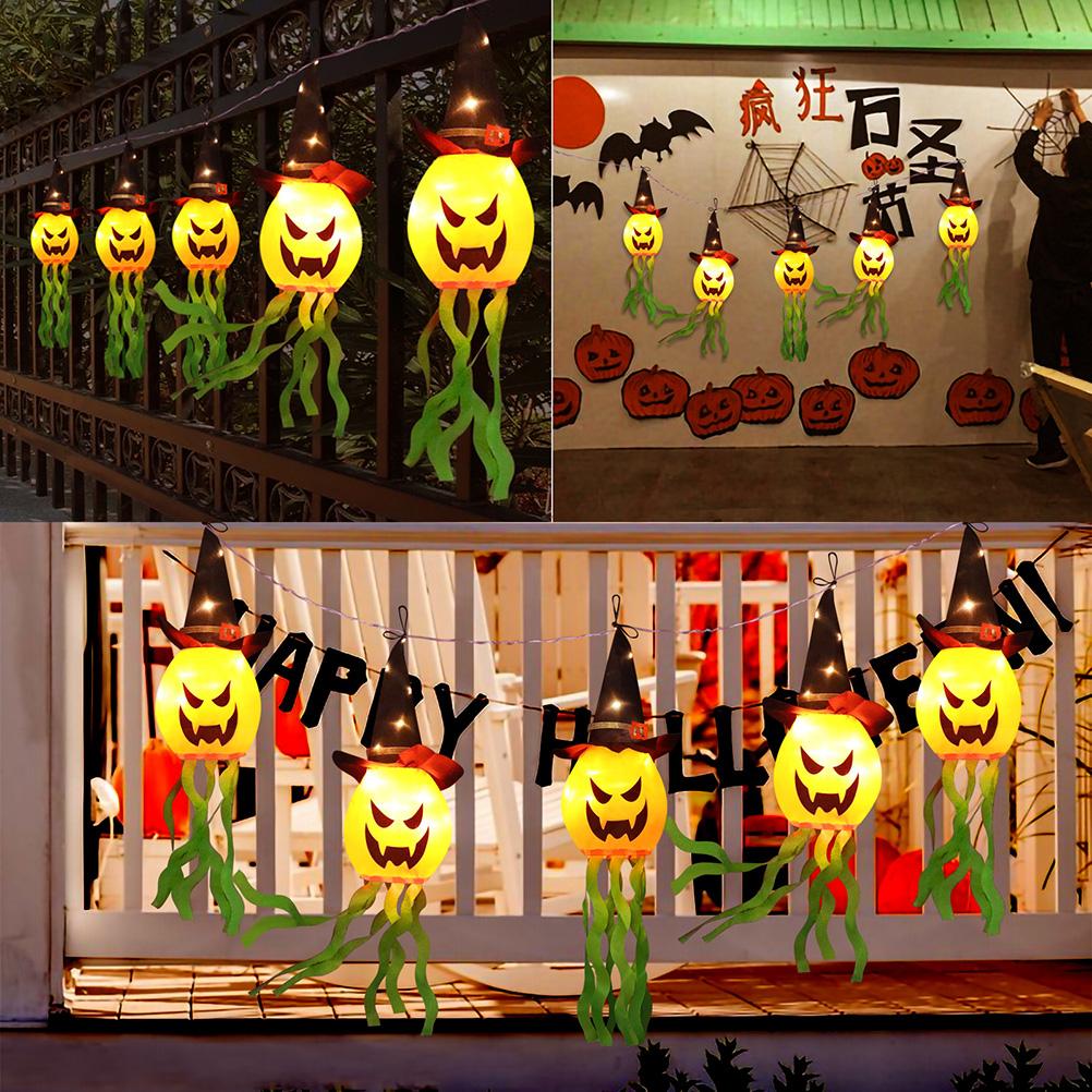 Halloween Led Kürbis Hängende Geisterlampe Party Kostümlampe Leuchtender Zauberhut Heimbar Dekoration
