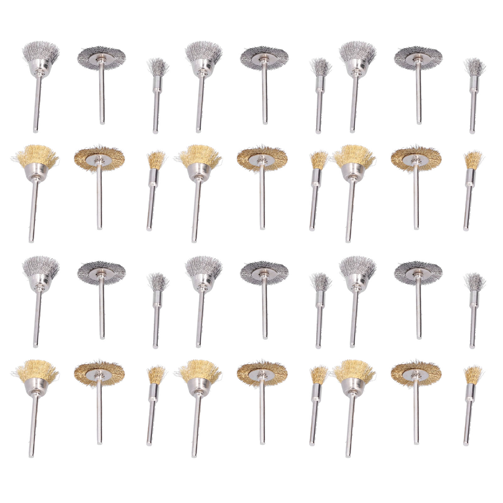 Set Mit 36 Metallpolierbürsten, Stift-, Flach- Und Schalenform, Rotationszubehör