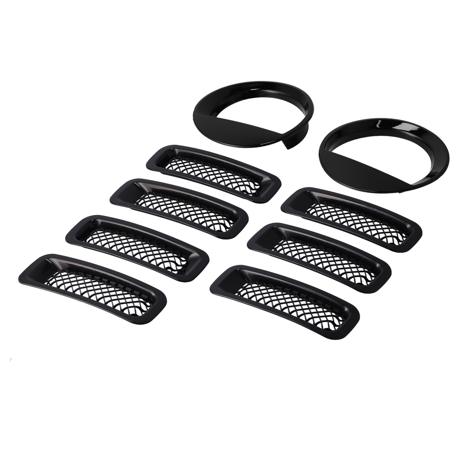 Frontgrill Mit Maschengewebe, Scheinwerferringe, Zierleisten-set Kompatibel Mit Jeep Patriot 2011-2016