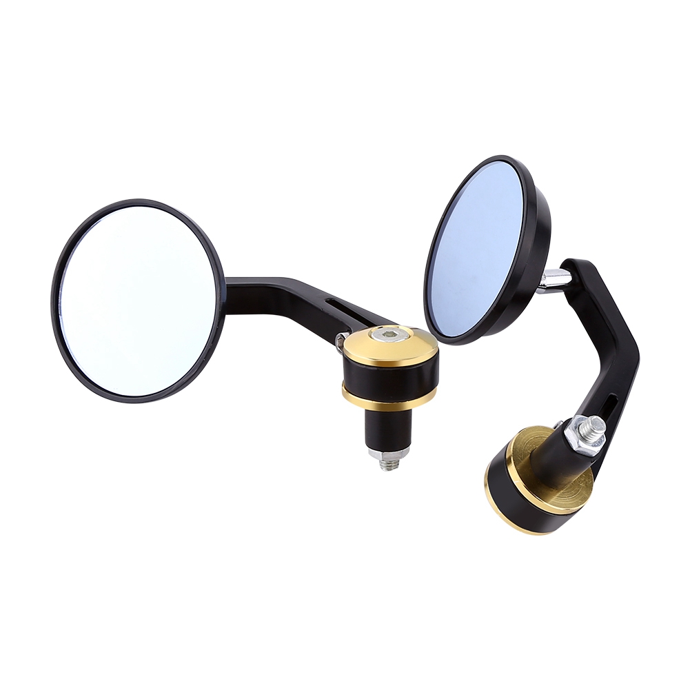 Paar Universelle 7/8" Runde Motorradlenkerspiegel, Goldener Seitenspiegel