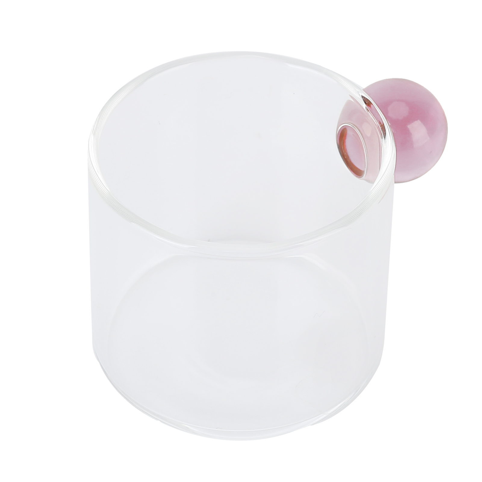 120 Ml Kaffeeglas Mit Rosa Henkel, Mundgeblasenes, Farbiges Glas, Hitzebeständig, Ideal Fürs Büro Und Zum Teetrinken.