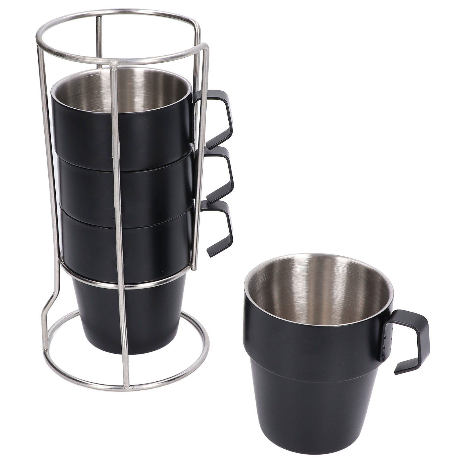 Set Mit 4 Dickwandigen, Vakuumisolierten Bechern Aus Edelstahl 304, Hitzebeständig, Ideal Für Kaffee, Picknicks Und Grillabende.