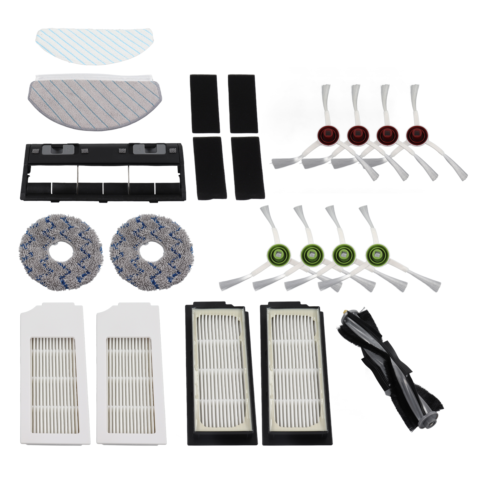 Ersatzteilset Für Ecovacs T10/t10 Turbo Saugroboter: 1 Hauptbürste + 1 Abdeckung + 4 Paar Seitenbürsten + 2 Wellenpads + 1 Waschbarer Wischmopp + 1 Hafttuch + 2 Weiße Filter + 2 Schwarze Filter
