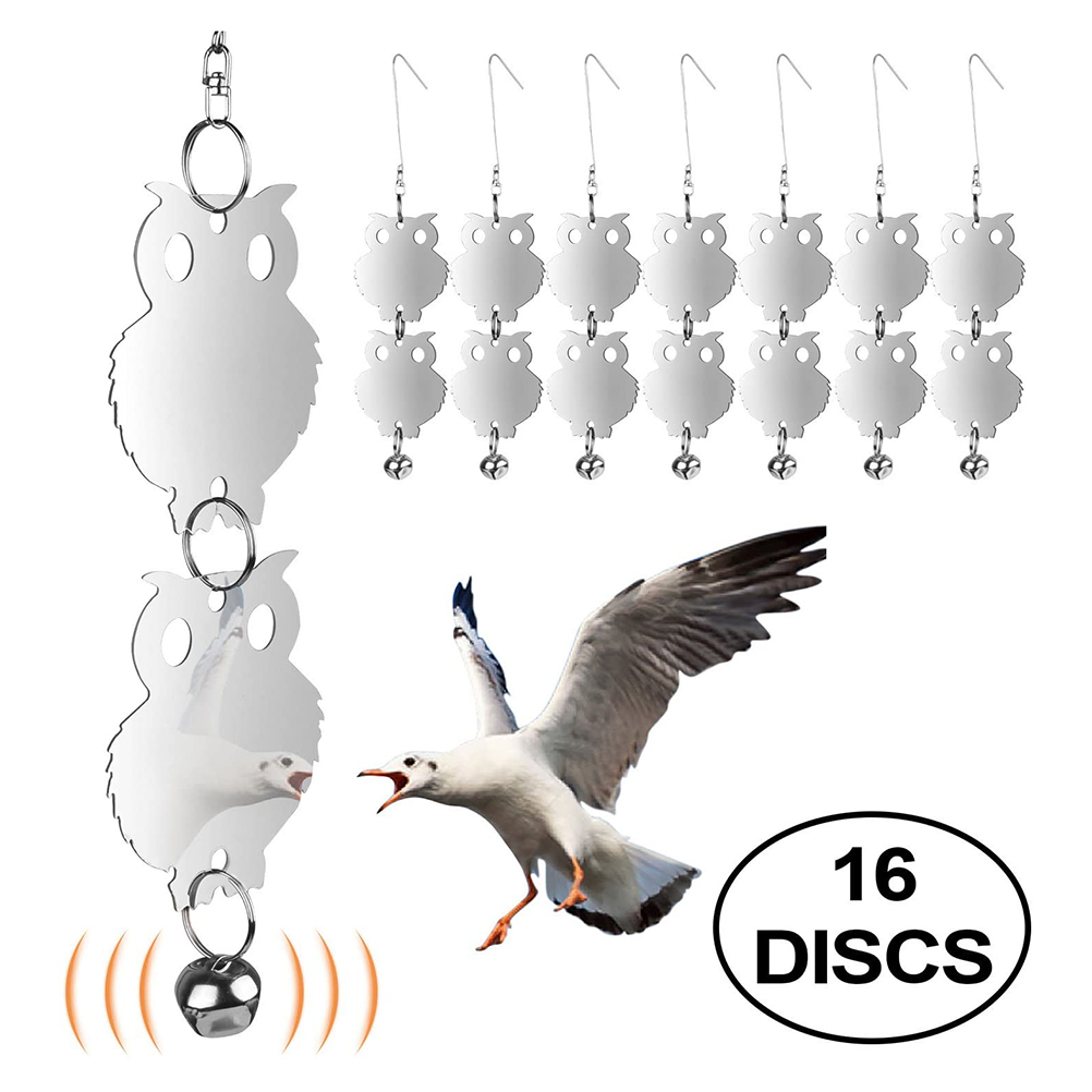 Set Mit 16 Eulen-vogelabwehrreflektoren Mit Glöckchen, Gartenpflanzenschutz.