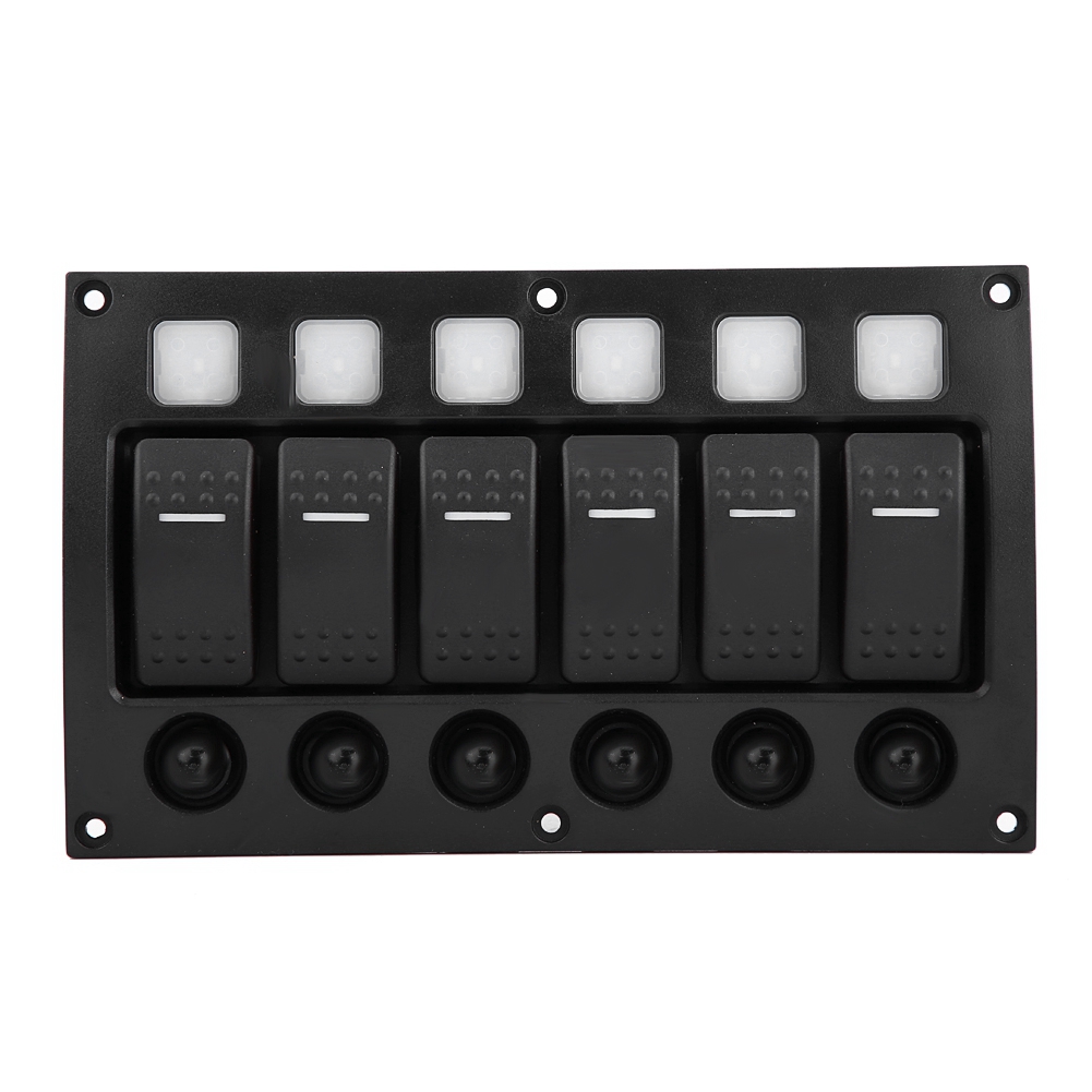 6-poliges 12/24v-wippschalterfeld Für Auto, Boot, Wohnmobil, Yacht, Mit Led-anzeigen Und Schutzschalter.