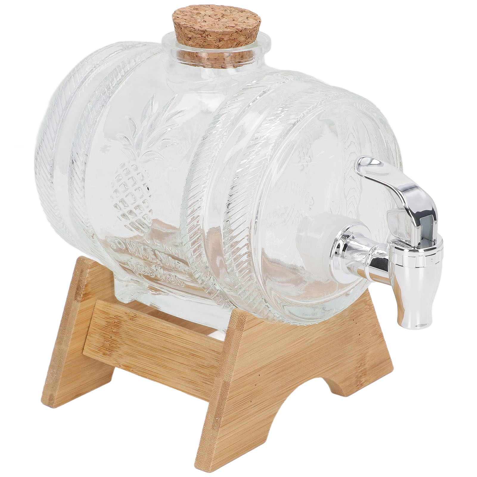 1-liter-getränkekrug Aus Verstärktem Glas Mit Zapfhahn, Ginseng- Und Goji-beeren-weinaufgussgefäß, Abs-ständer Inklusive, Luftdichter Deckel Für Selbstgemachten Saft, 2-teilig.