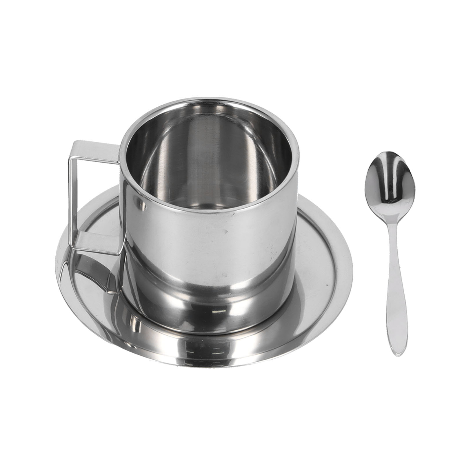 Set Aus 3 Kaffeetassen Aus Edelstahl 304, Doppelwandig Isoliert, Kreativer Becher Für Zuhause, Milchbecher, Europäischer Stil, 280 Ml.