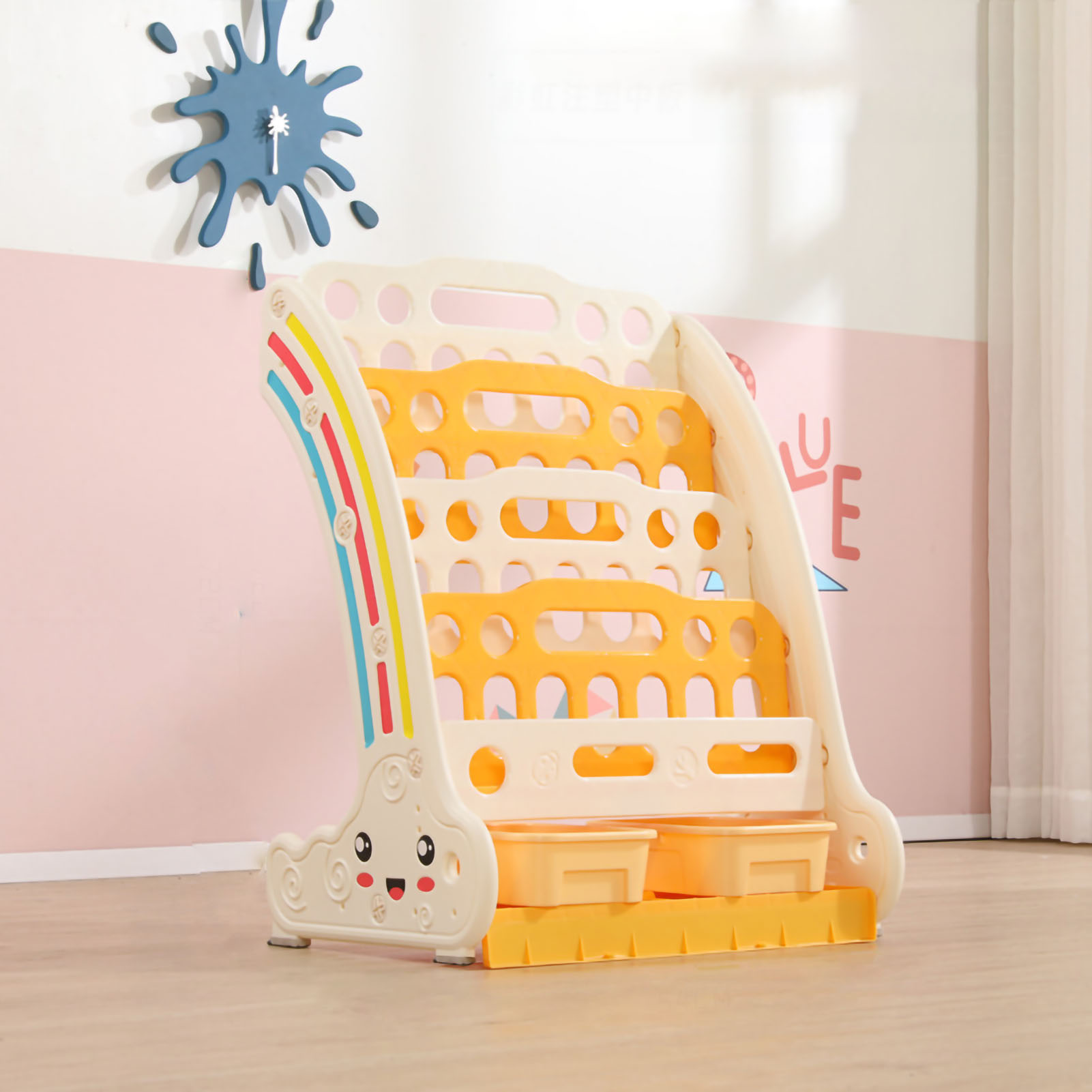 5-stöckiges Kinderbücherregal, Bilderbuchregal Für Vorschulkinder, Schlichtes Design, Bodenaufbewahrung, 54 X 72 X 39 Cm