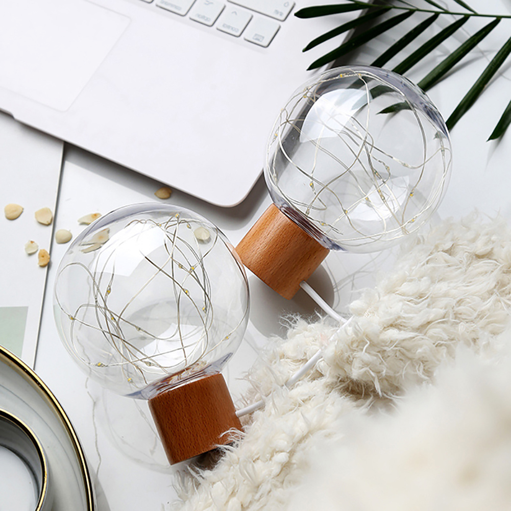 Originale Led-lampe Mit Holzsockel, Romantische Leuchte Für Die Heimdekoration