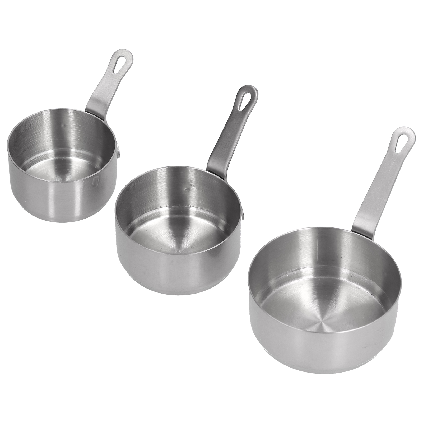 Set Aus 3 Steaksaucenschalen Aus Edelstahl 304 Mit Griffen, Ideal Für Die Gastronomie, Z. B. Für Tomatensauce, Naturfarben