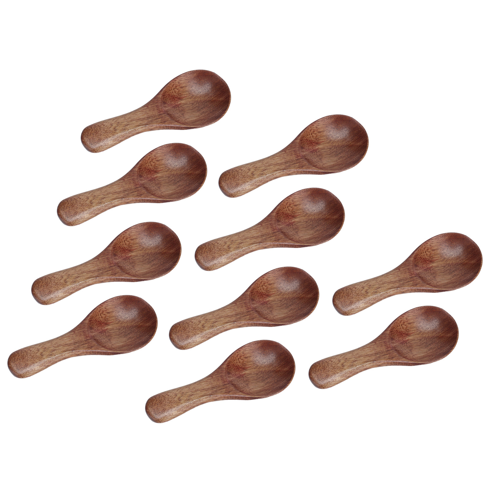 Set Aus 10 Kurzen Lackierten Löffeln „modell C“ Mit Breiter Öffnung, Milchpulverlöffel, Gewürzlöffel Und Teelöffel.