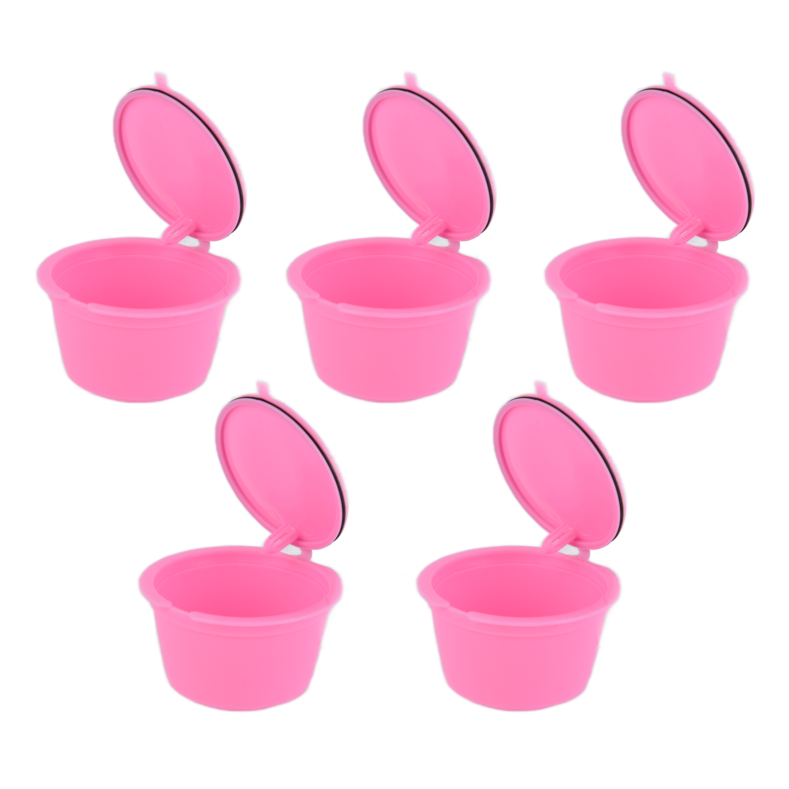 Wiederverwendbarer Kaffeefilter Für Die Dolcegusto Maschine, 50 Ml, Packung Mit 5 Kapseln (einfarbig, Rosa) Mit Löffel.
