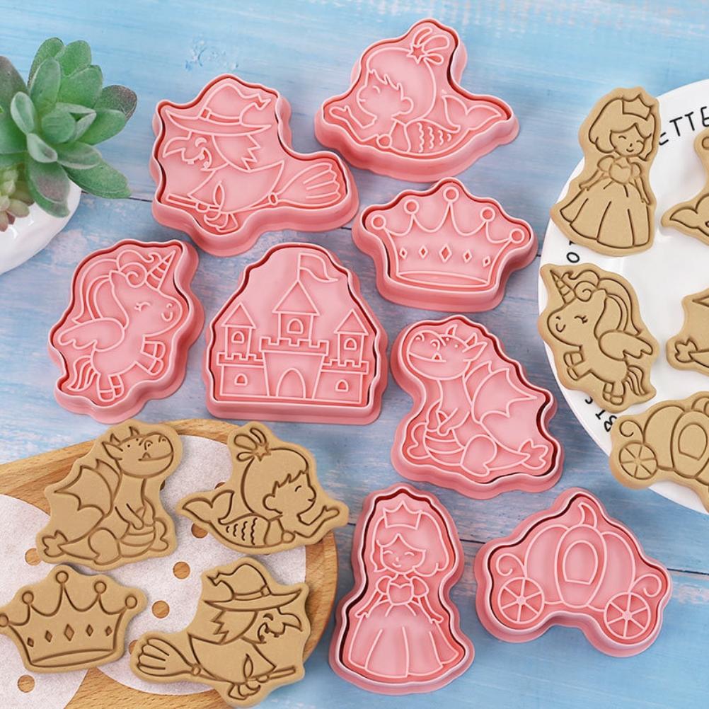 Set Mit 8 Dinosaurier-obst-gemüse-keksformen, 3d-backwerkzeug Für Dekorative Kekse Und Kuchen, Märchen-geschenkbox, Wie Abgebildet.