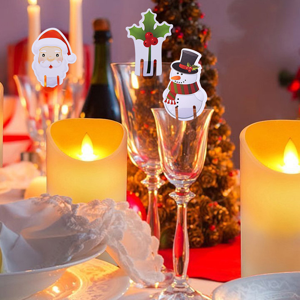 80 Weihnachtliche Weinglasmarker: Weihnachtsmann, Rote Mütze, Schneemann, Partyzubehör, Dekorative Glaskarten