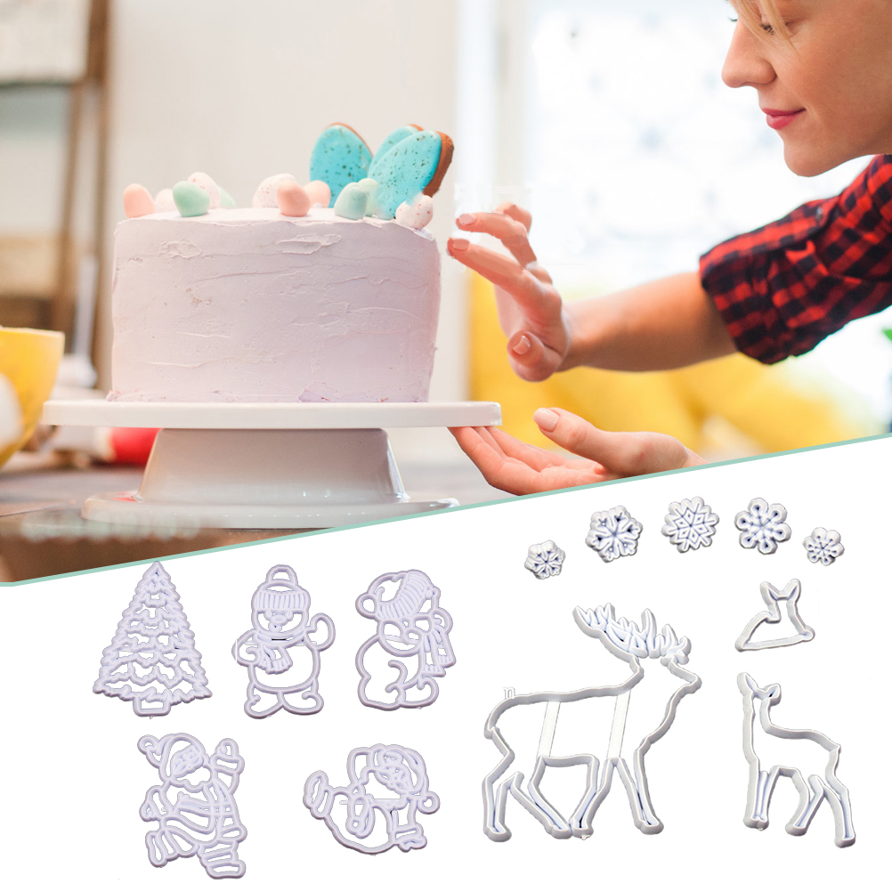 Set Mit 8 Weihnachtsausstechformen Für Kekse, Fondant Und Kuchen – Modell B, Rentier Und Schneeflocke, 17 G