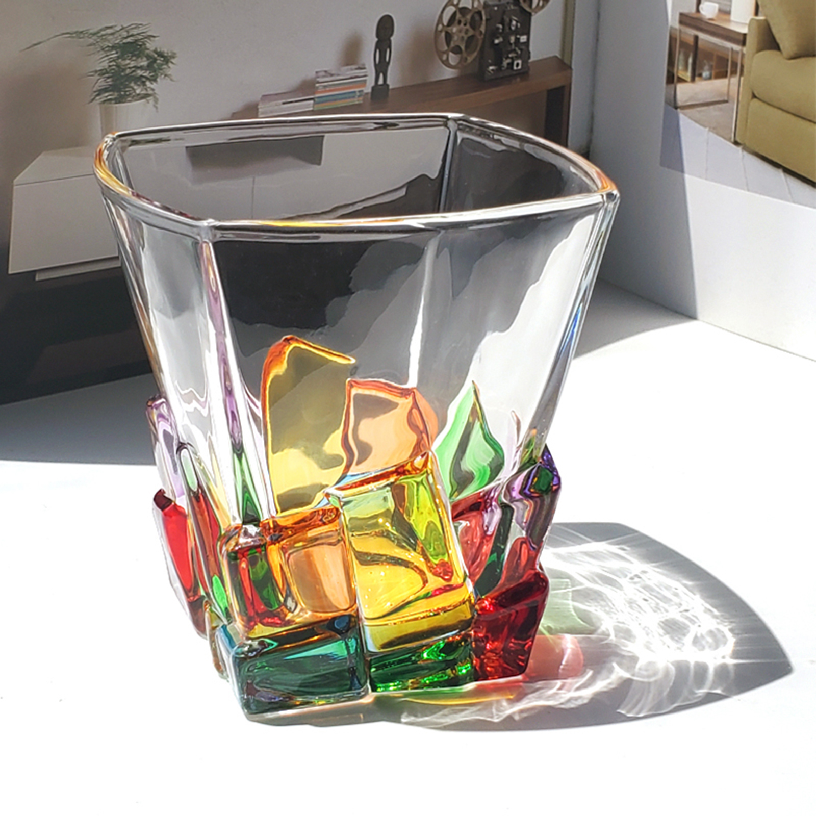 Set Mit 2 Bemalten Kristall-whiskygläsern, 320 Ml, 8 X 9 Cm, Inklusive Schaumstoffverpackung