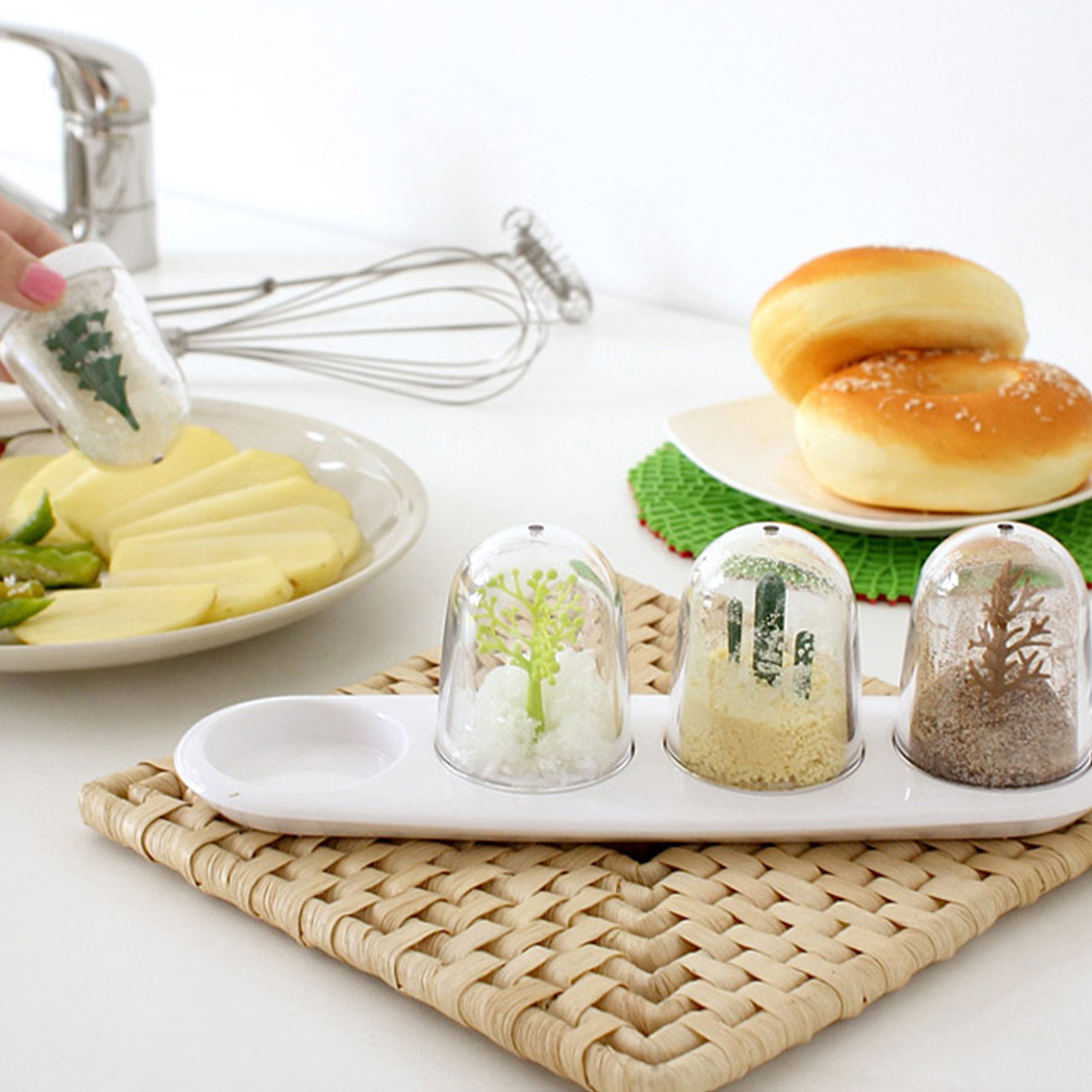 Set Mit 4 Gewürzgläsern In Waldtierform, Tischdekoration, Salzstreuer, Zuckerdose, Kreatives Gewürzglas, Botanisches Set