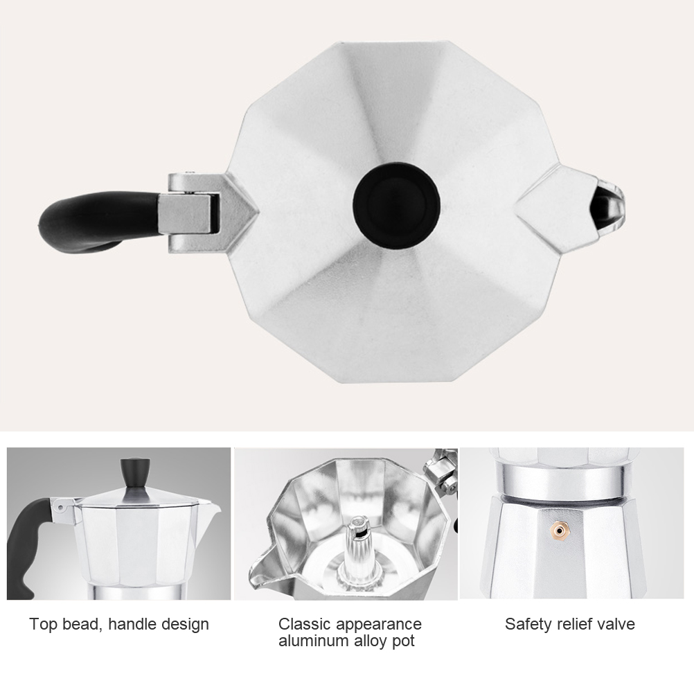 Espressokanne Aus Aluminium (150/300 Ml), Italienische Kaffeemaschine Aus Metall Für Gemahlenen Kaffee, Robuste Kaffeekanne
