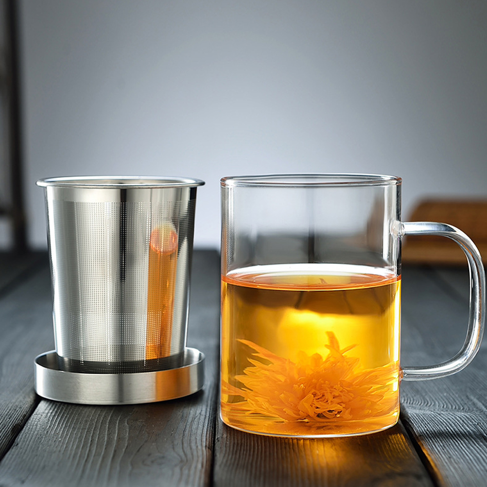 450-ml-teebecher Aus Borosilikatglas Mit Integriertem Teesieb Und Deckel, Für Die Zubereitung Von Teeaufguss.