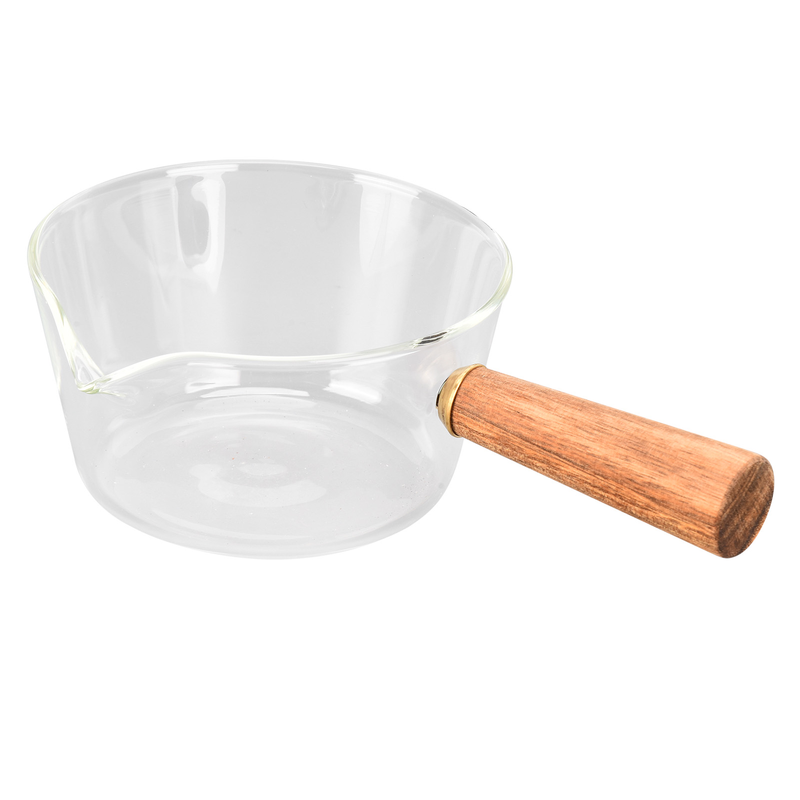 Elegante Milchkanne Aus Glas Mit Holzgriff, V-förmigem Ausguss, 400 Ml / 600 Ml, Küchenutensil