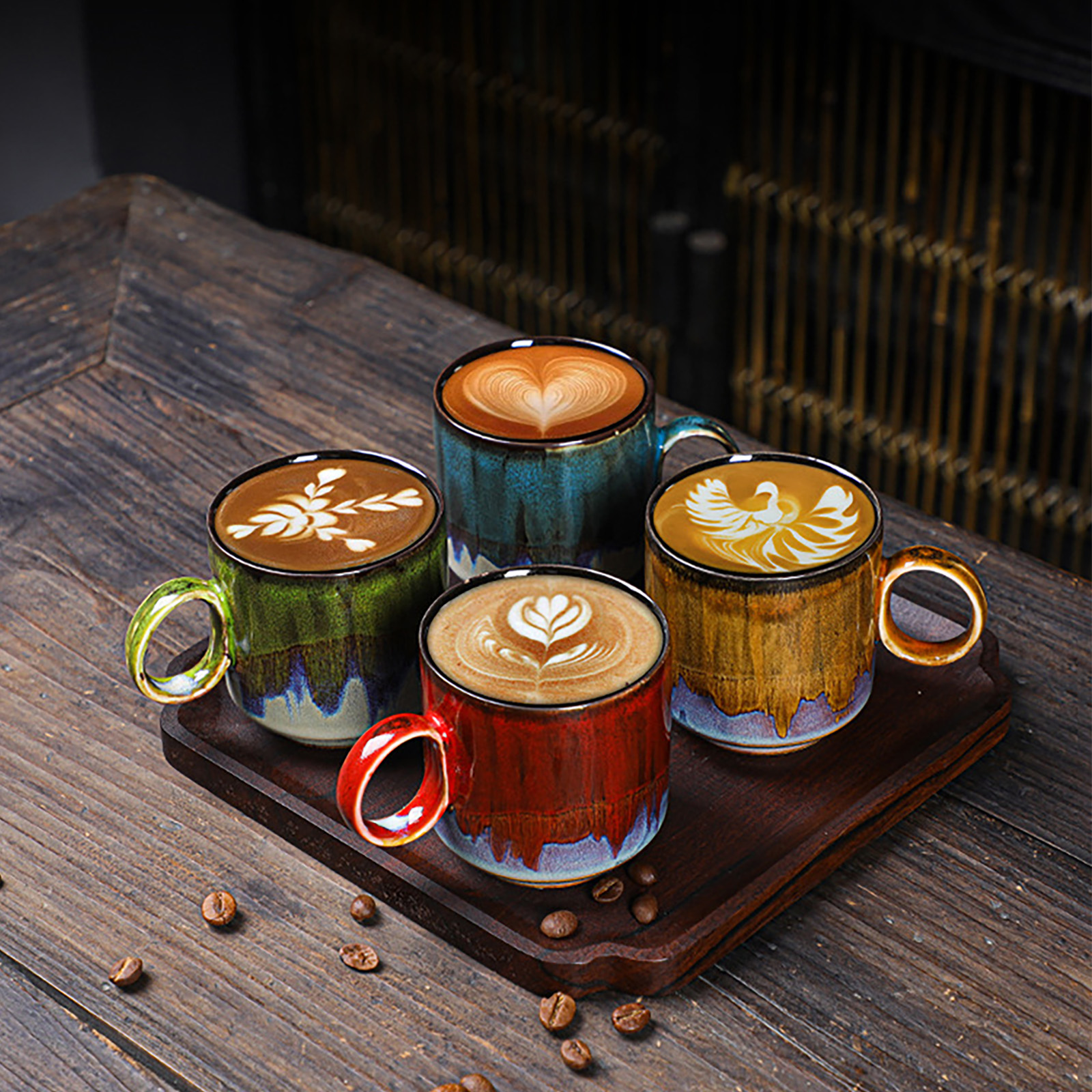 Blaue Keramik-kaffeetasse Mit Craquelé-effekt, 2er-set, 150 Ml, Handgefertigt, Sichere Verpackung Mit Schaumstoff Und Innenkarton